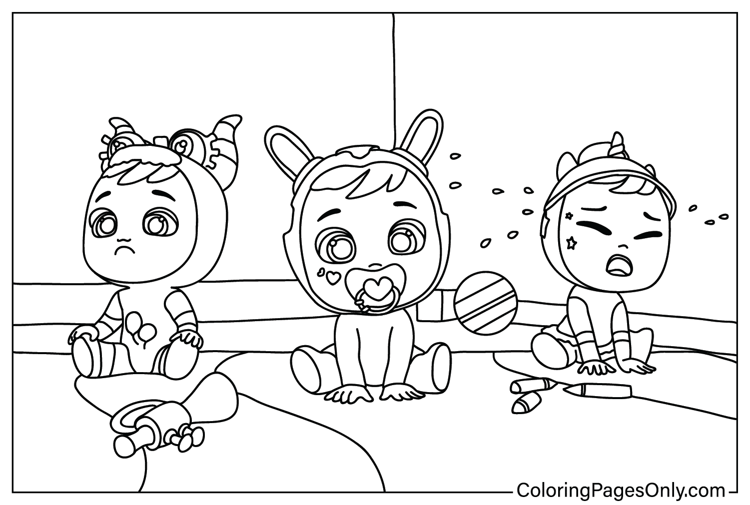 Cry Babies Coloring Page Free from Cry Babies