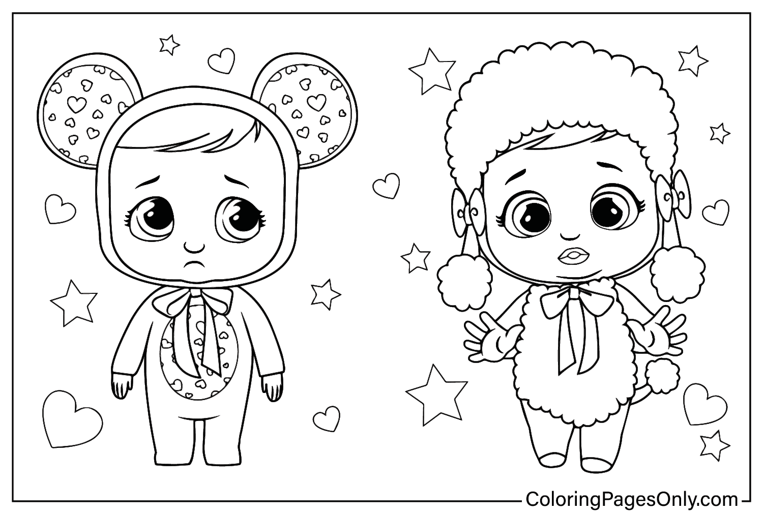 Cry Babies Coloring Page for Adults from Cry Babies