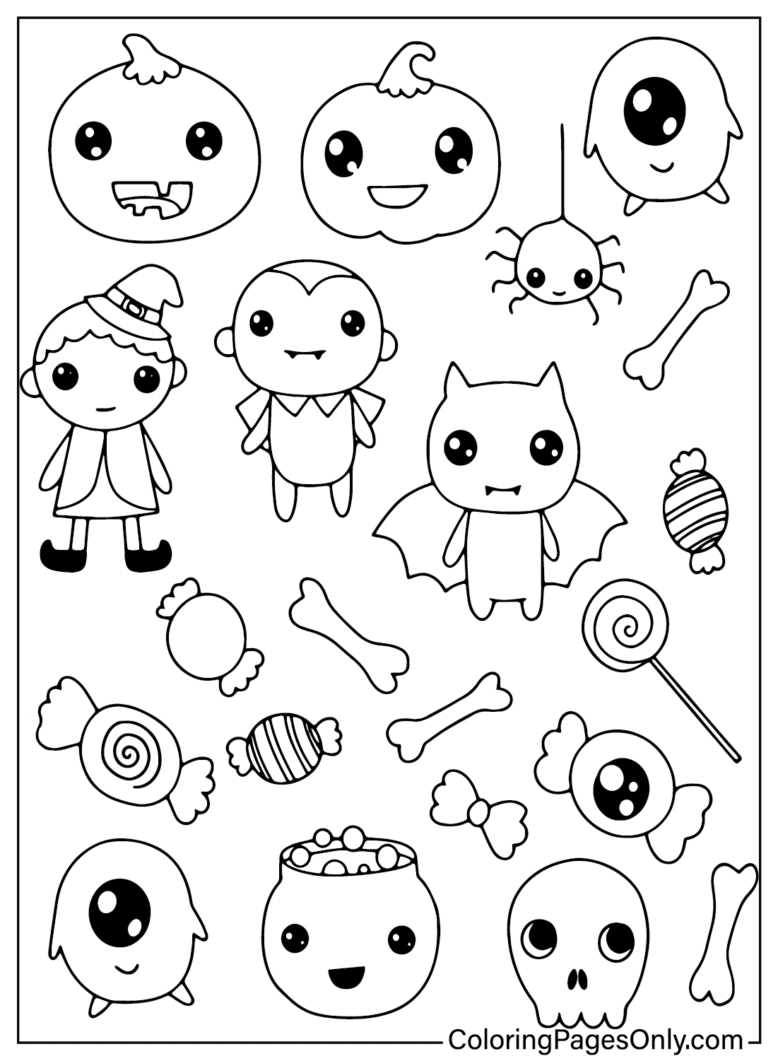 Cute Halloween Coloring Pages for Adults from Kawaii Halloween