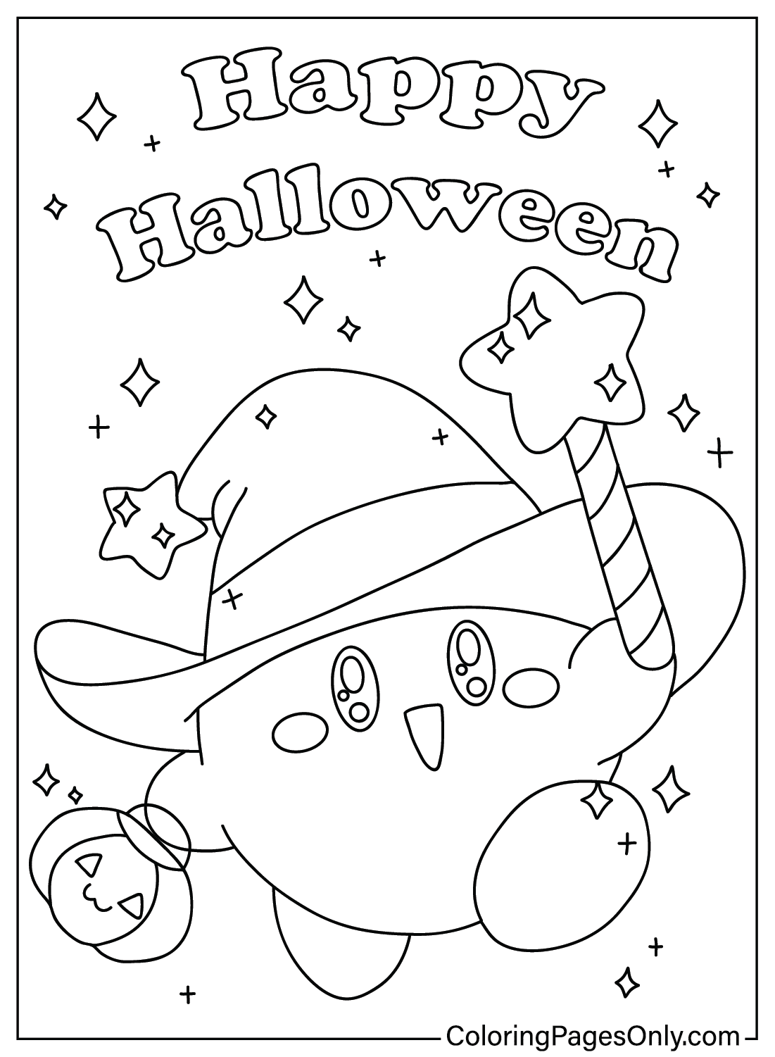 Linda página para colorear de Halloween Kawaii de Kawaii Halloween