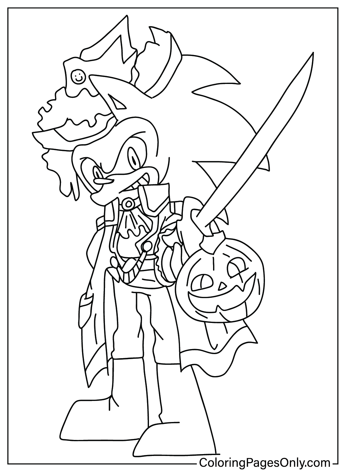 Téléchargez la page de coloriage Sonic Halloween imprimable de Sonic Halloween