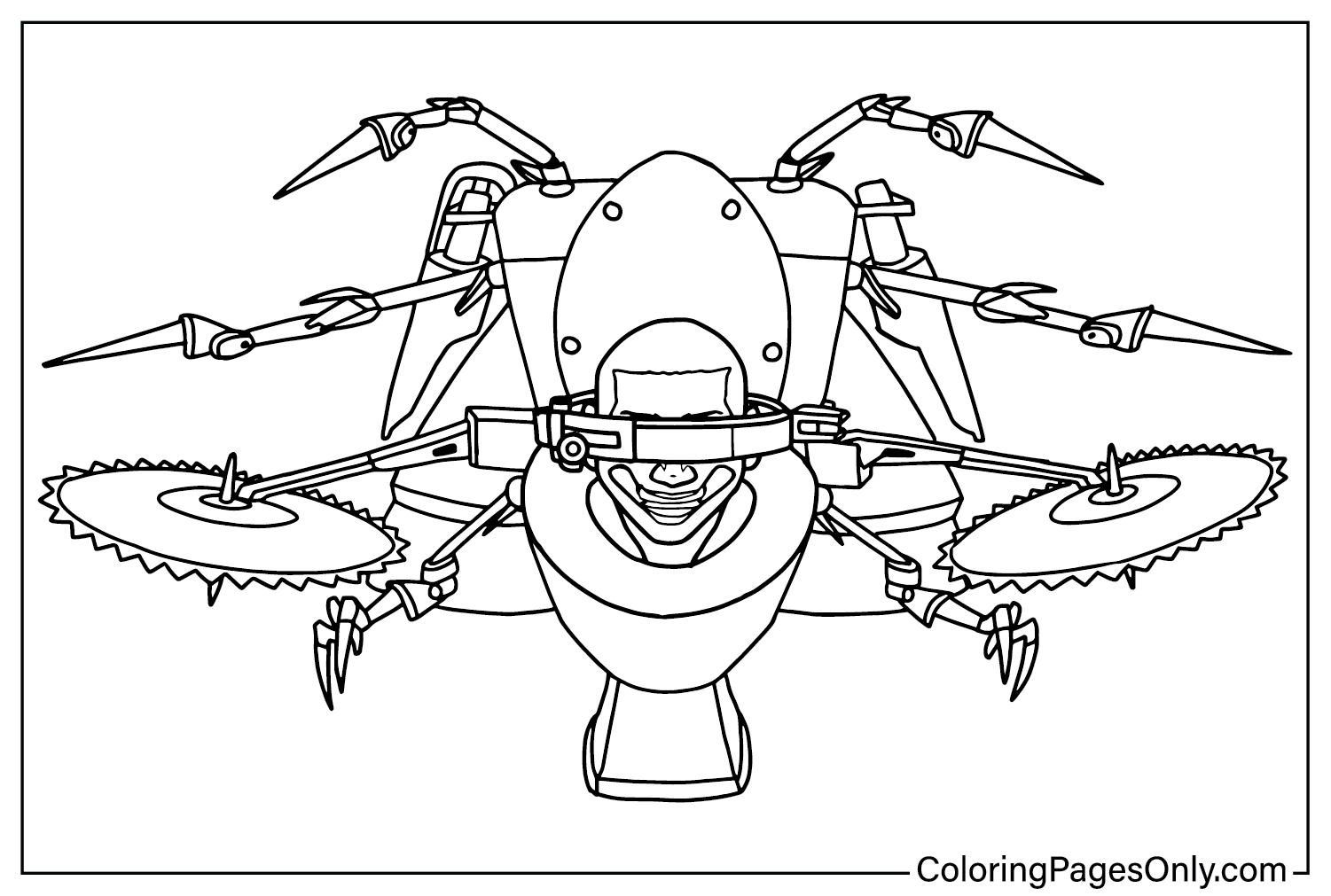 Dual Buzzsaw Mutant Coloring Page to Print from Dual Buzzsaw Mutant