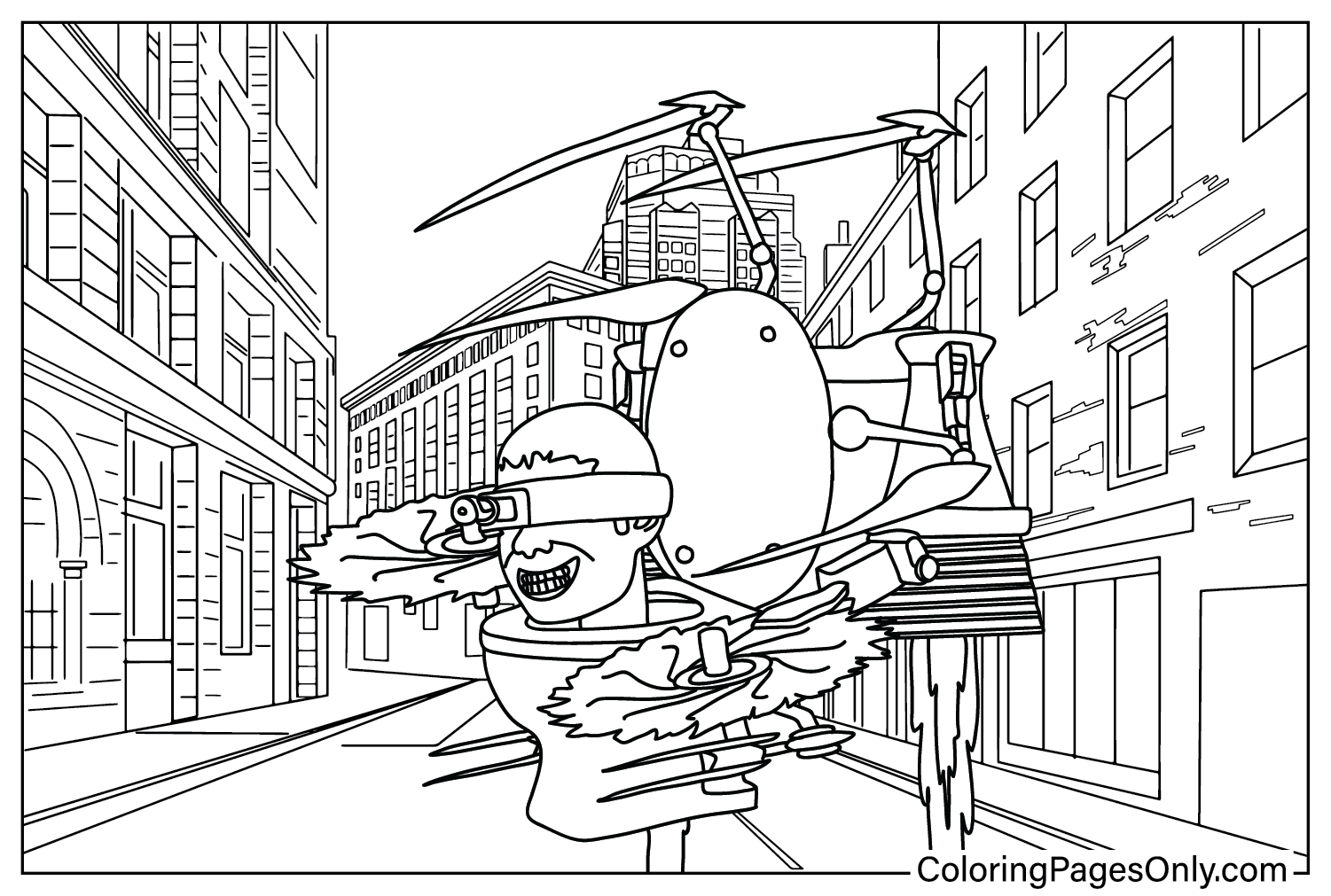 Dual Buzzsaw Mutant Coloring Page from Dual Buzzsaw Mutant
