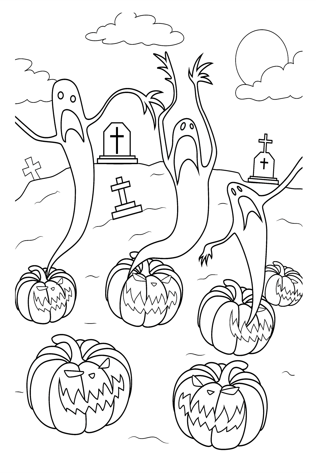 Griezelige spookkleurplaat van Spooktacular Halloween
