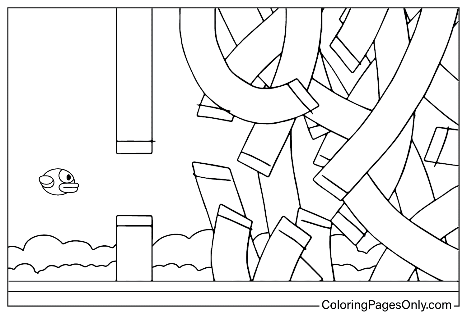 Flappy Bird Coloring Sheet for Kids from Flappy Bird