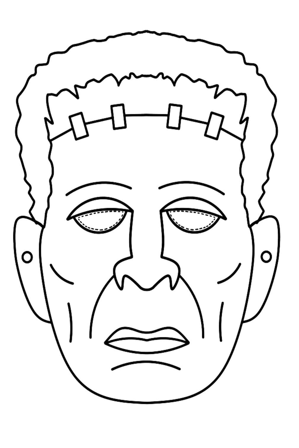 Coloriage Masque Halloween Frankenstein