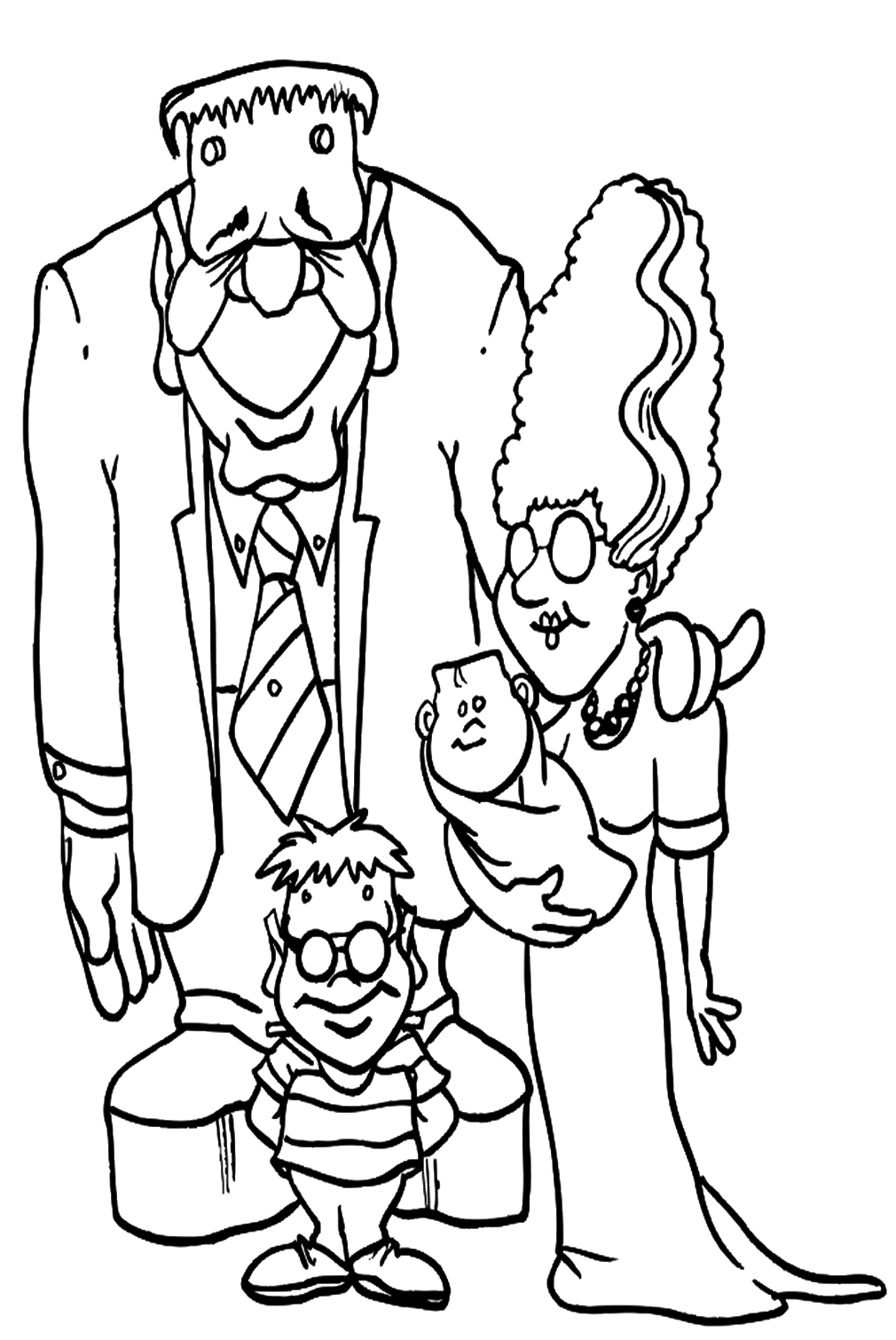 Frankenstein Family Coloring Page from Frankenstein