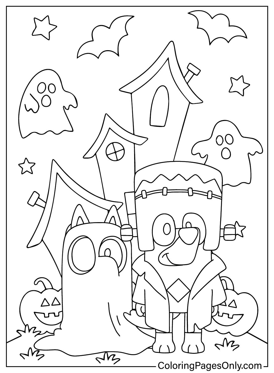 Free Bluey Halloween Coloring Page from Bluey Halloween