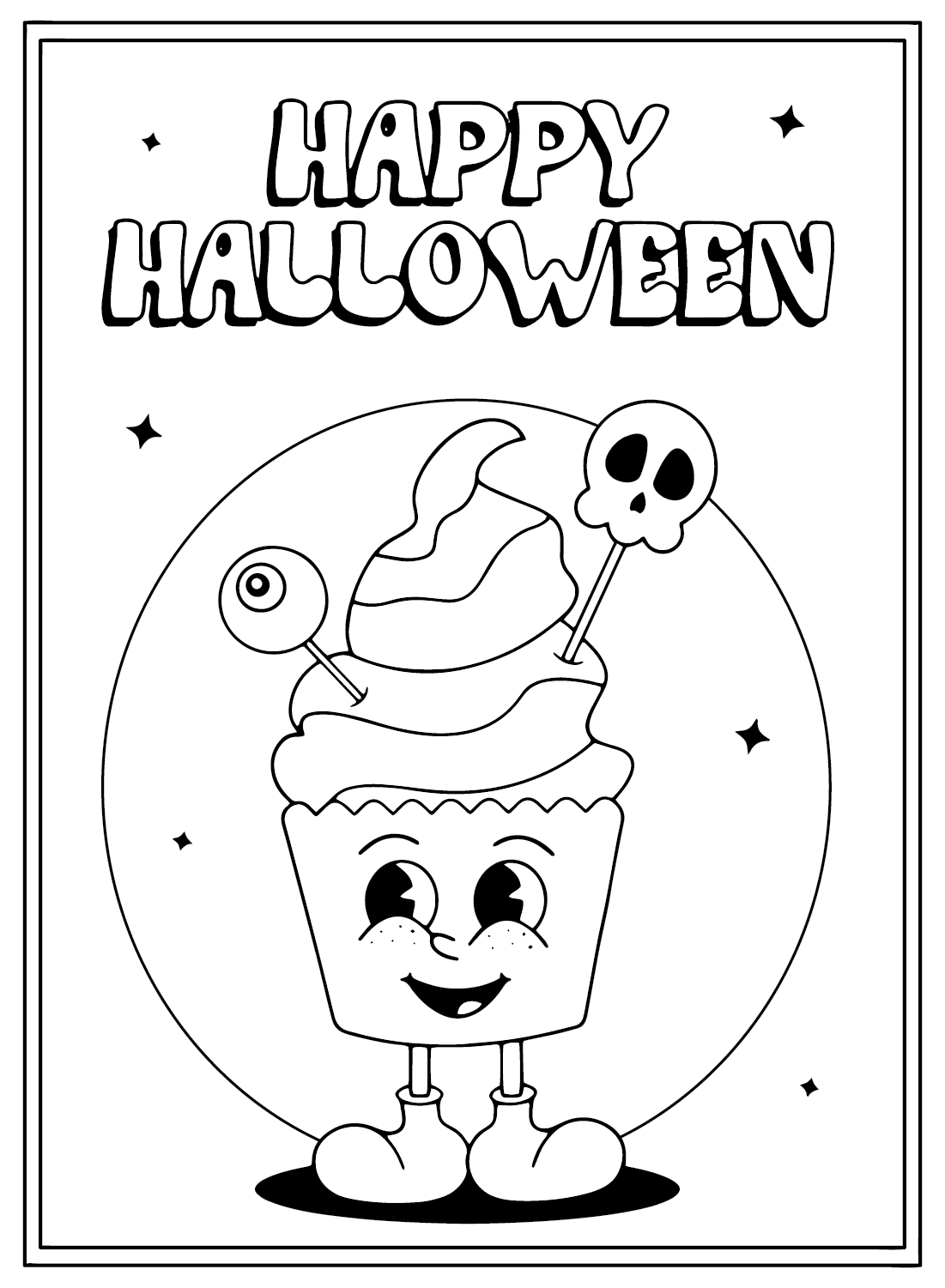Página para colorear de tarjetas de Halloween gratis de Tarjetas de Halloween