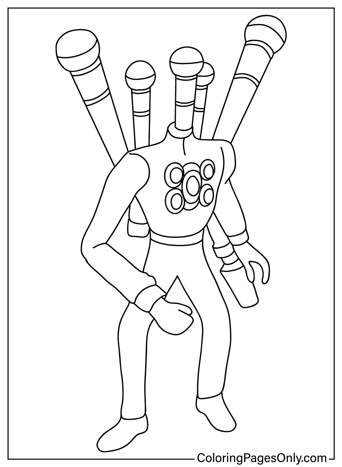 Free Microphone Mecha Boss Coloring Page from Microphone Mecha Boss