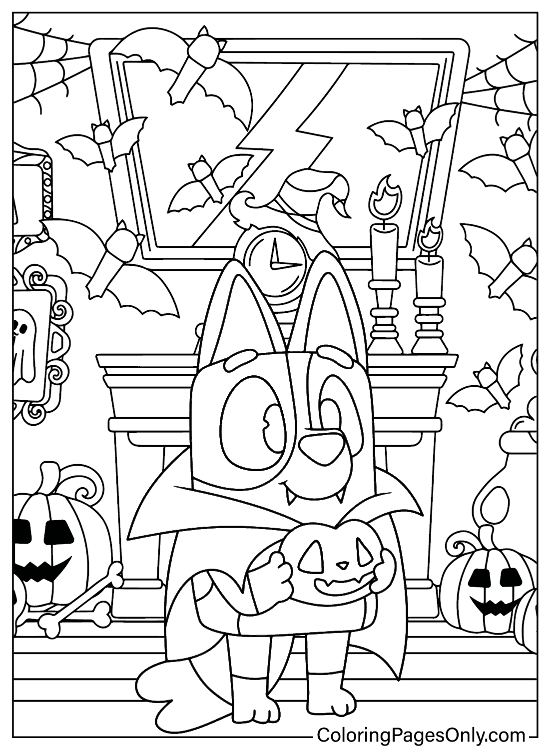 Free Printable Bluey Halloween Coloring Page from Bluey Halloween