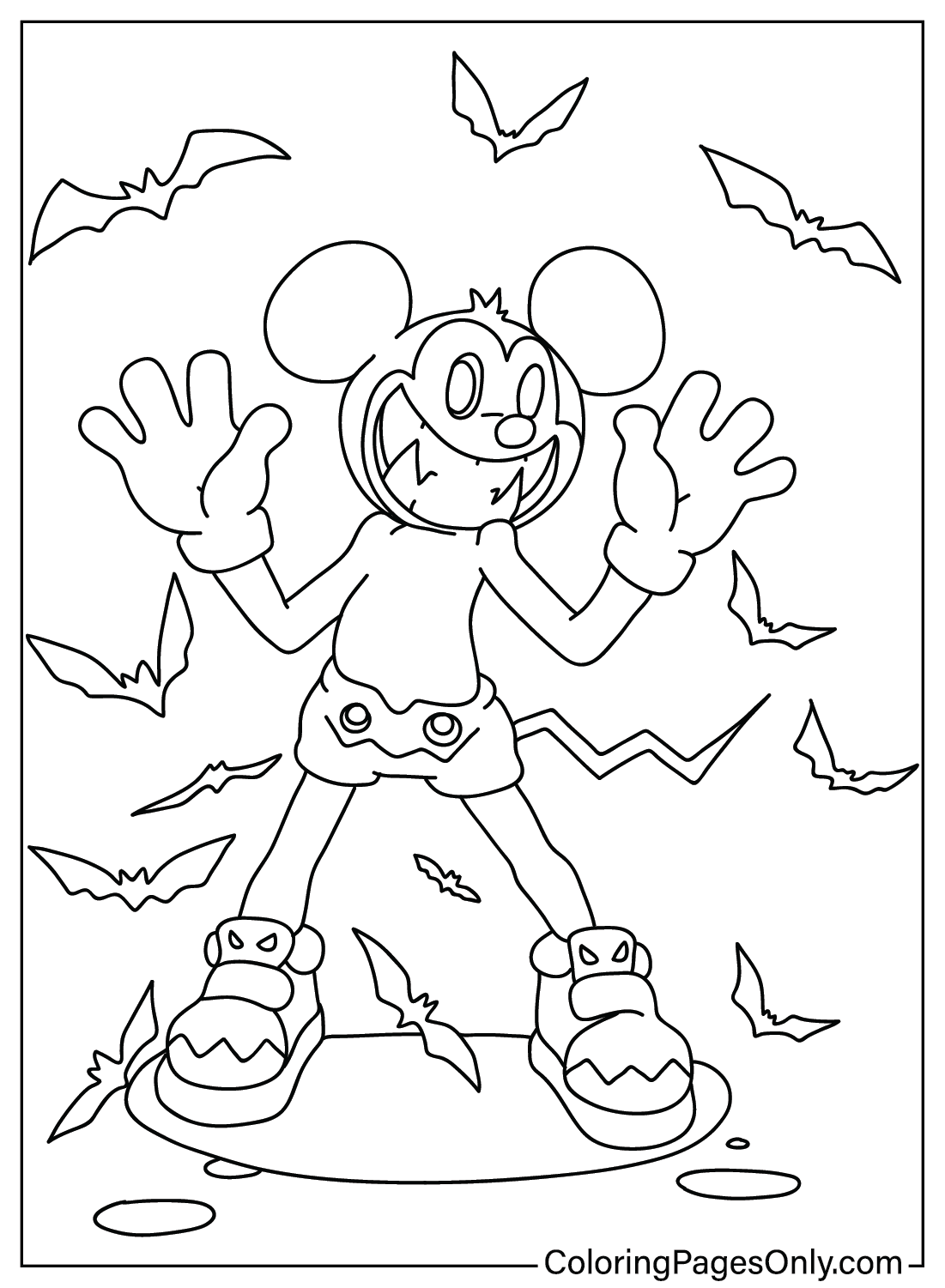 Free Printable Mickey Halloween Coloring Page from Mickey Halloween
