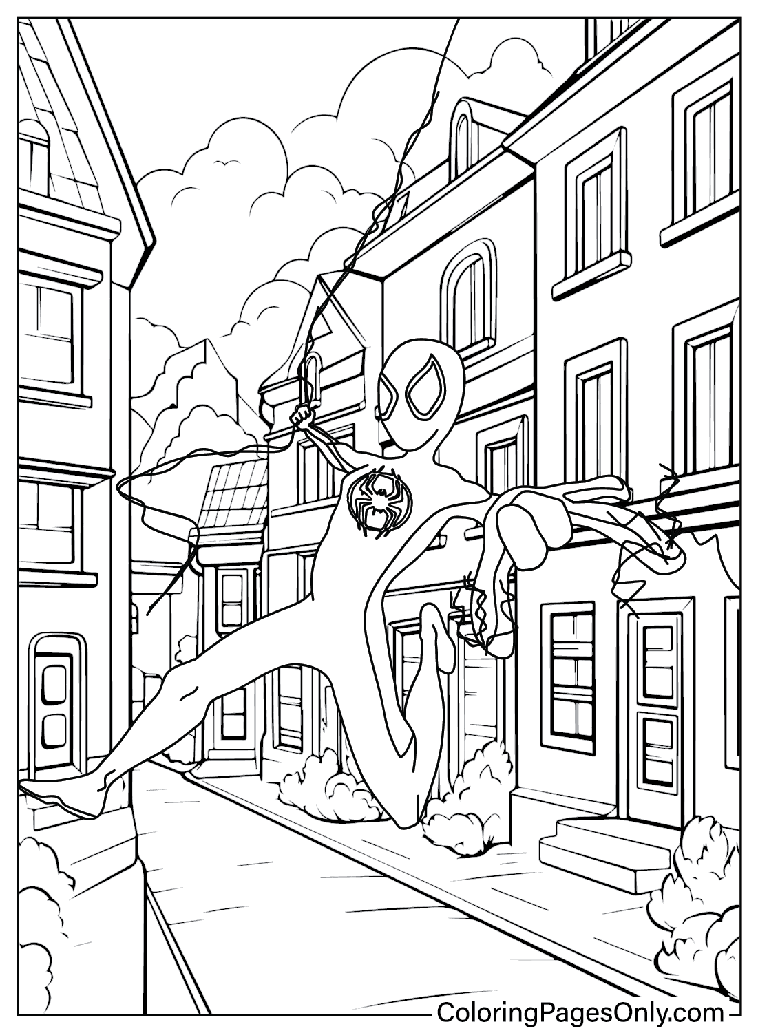 Free Printable Spider-Man Across the Spider Coloring Page