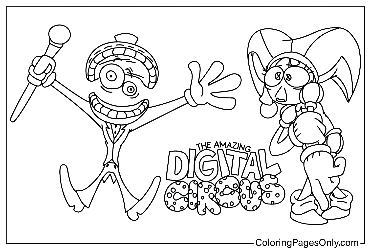 Free The Amazing Digital Circus Coloring Page from The Amazing Digital Circus