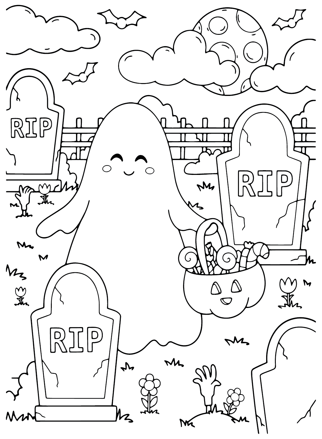Página para colorir fantasma de Halloween do Ghost