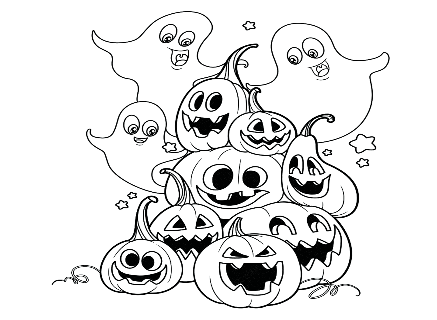 Ghost And Pumpkin Coloring Page - Free Printable Coloring Pages