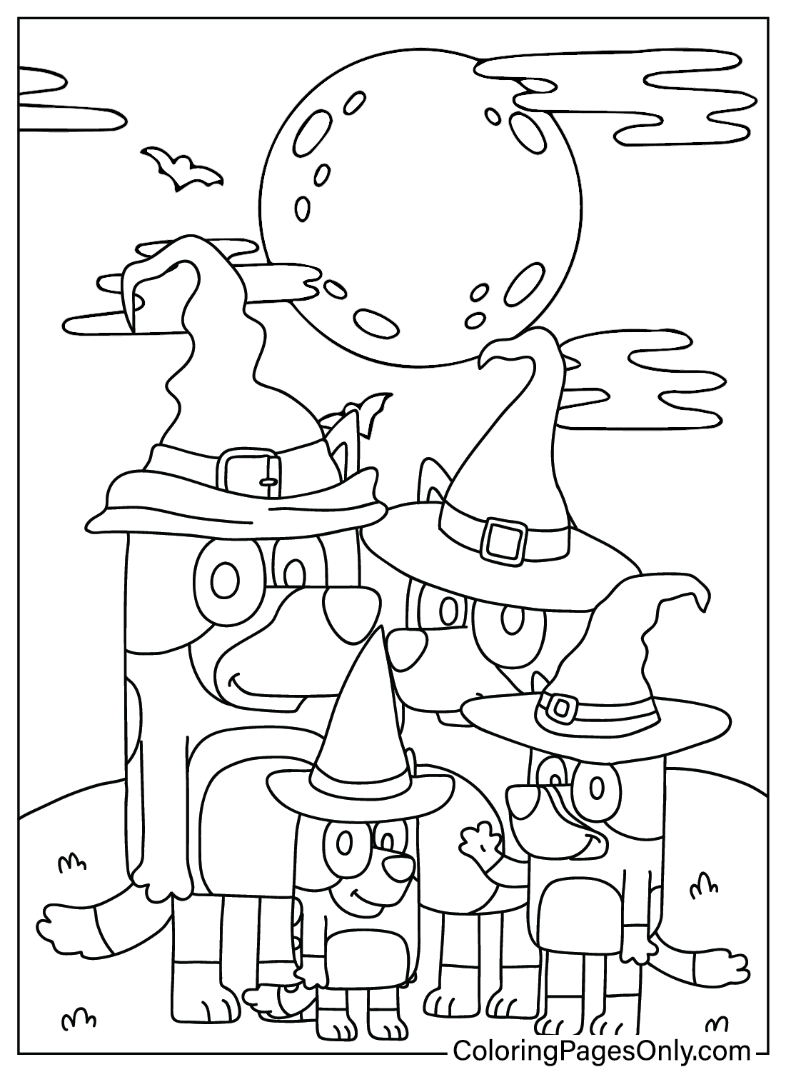 Halloween Bluey Coloring Page from Bluey Halloween