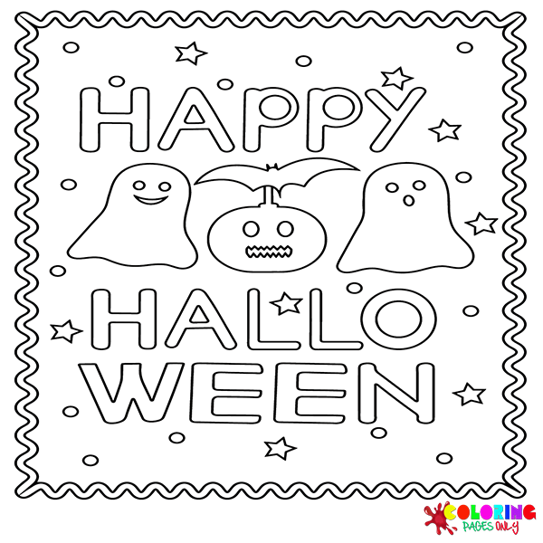 Halloween Cards Coloring Pages