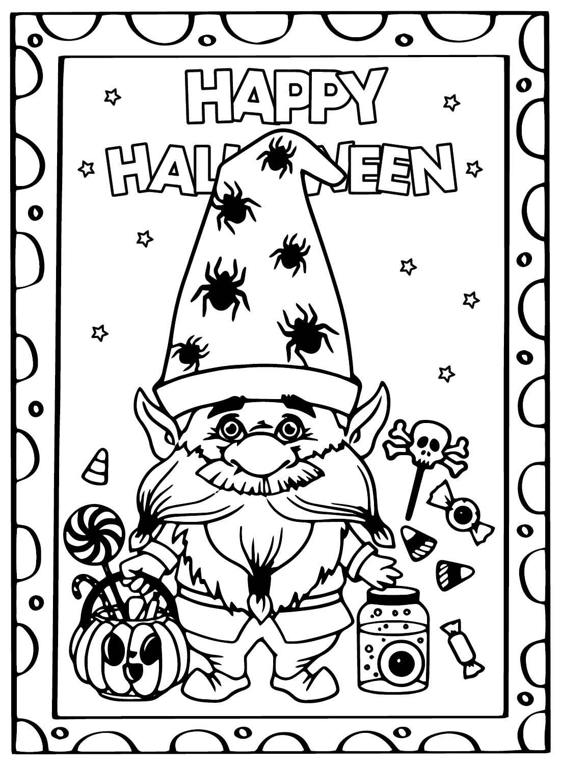 Feuille de coloriage de cartes d'Halloween pour les enfants de Cartes d'Halloween