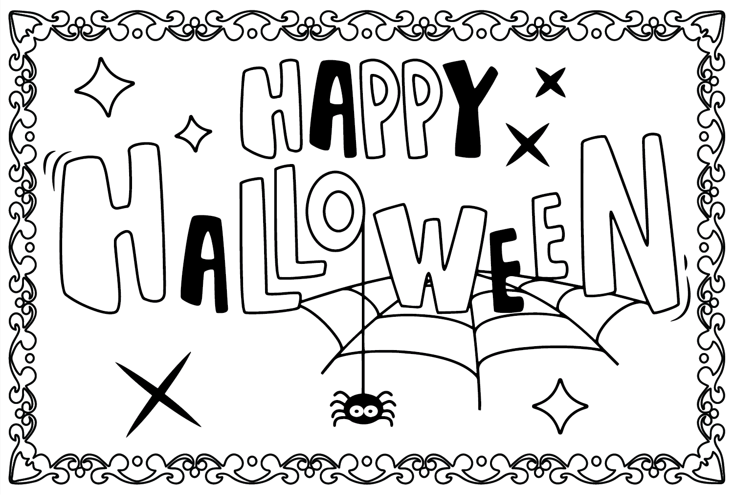 Tarjetas de Halloween para colorear de Tarjetas de Halloween