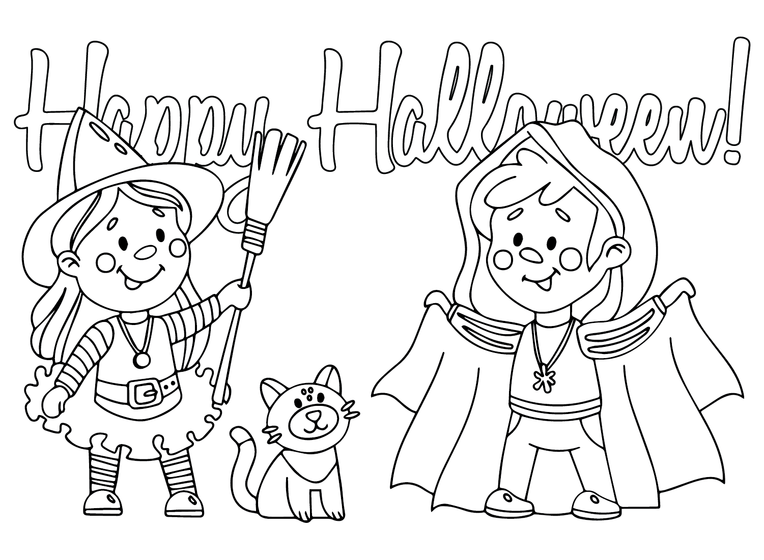 Dibujos para colorear de Halloween Disfraces de Happy Halloween