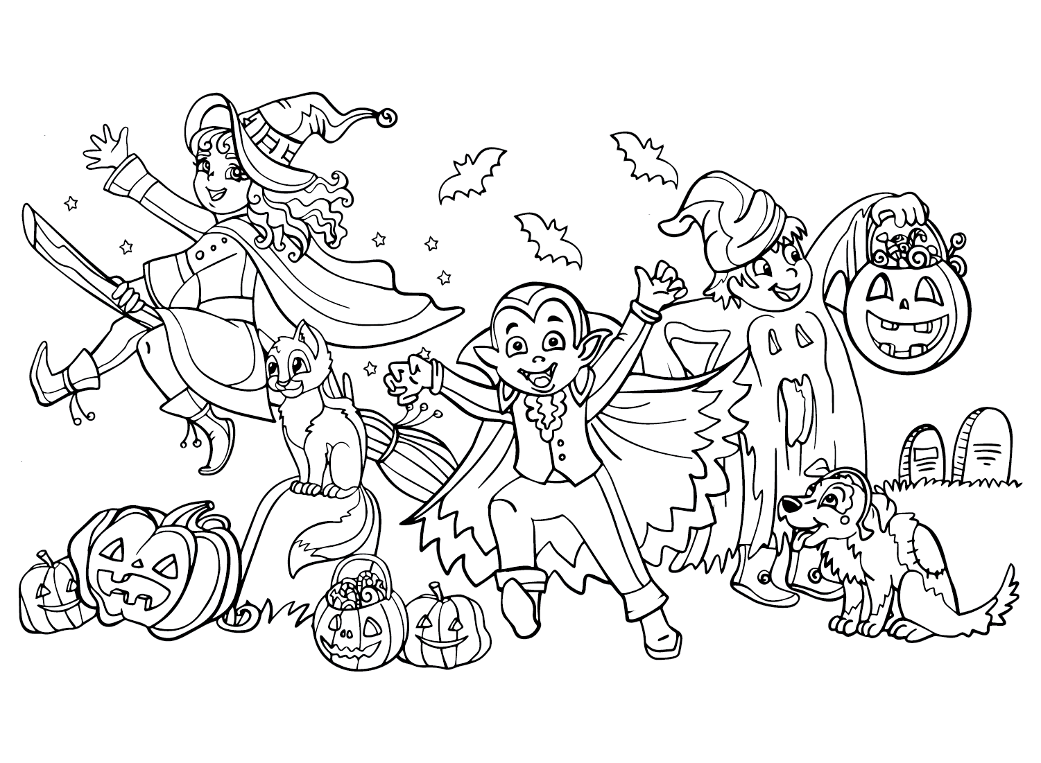 Páginas para colorir de fantasias de Halloween para baixar em Halloween Costume