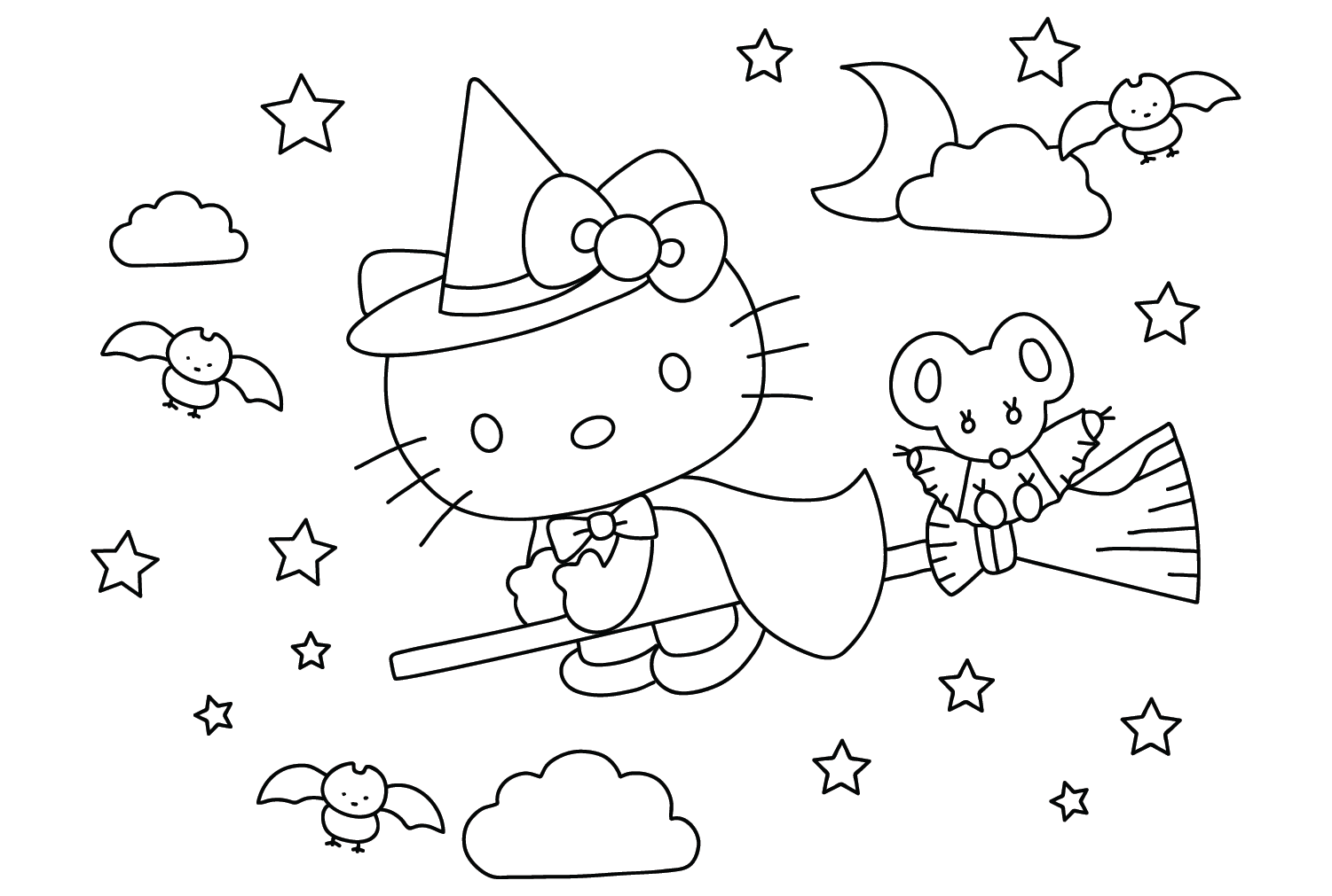 10 Spooktacular Halloween-Themed Hello Kitty Coloring Pages to Download