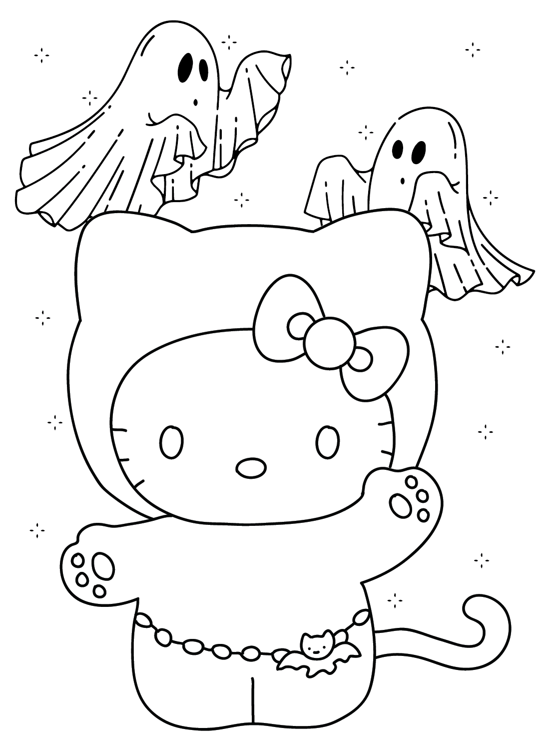 Halloween Hello Kitty Coloring Page Free