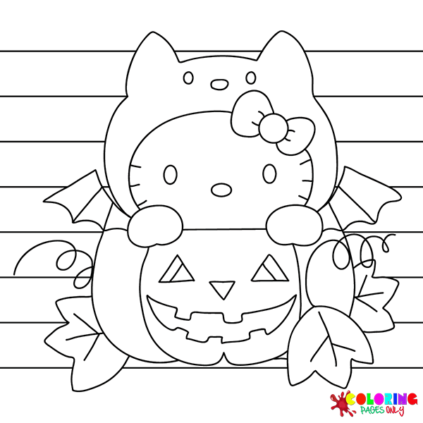 Halloween Hello Kitty kleurplaten