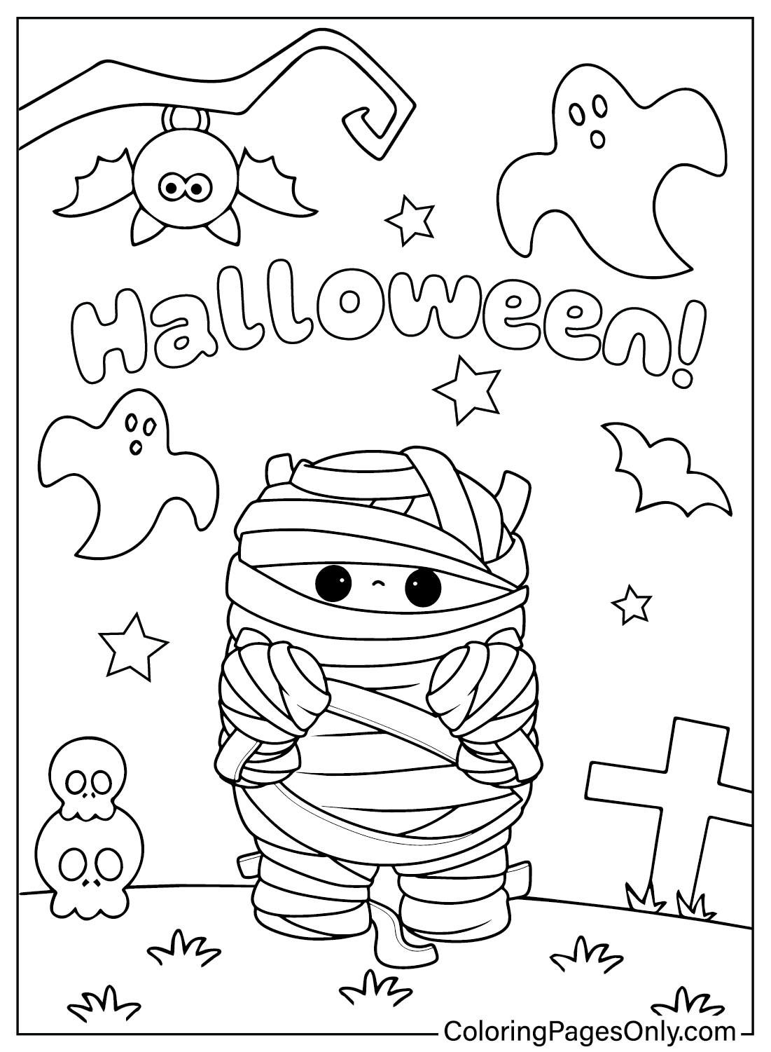 Halloween Mummie Kleurplaat