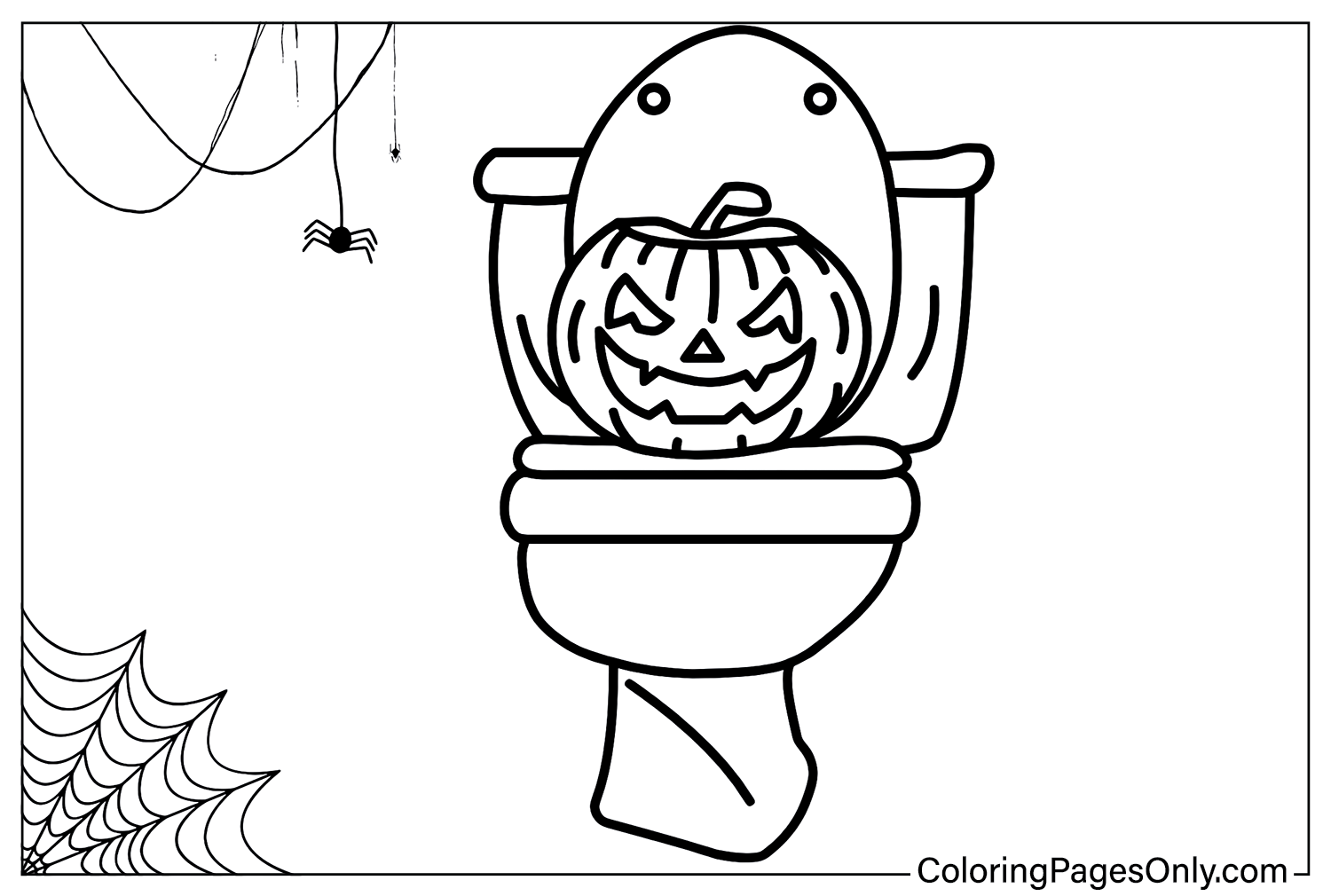 Página para colorir de banheiro Skibidi de Halloween da abóbora de Halloween