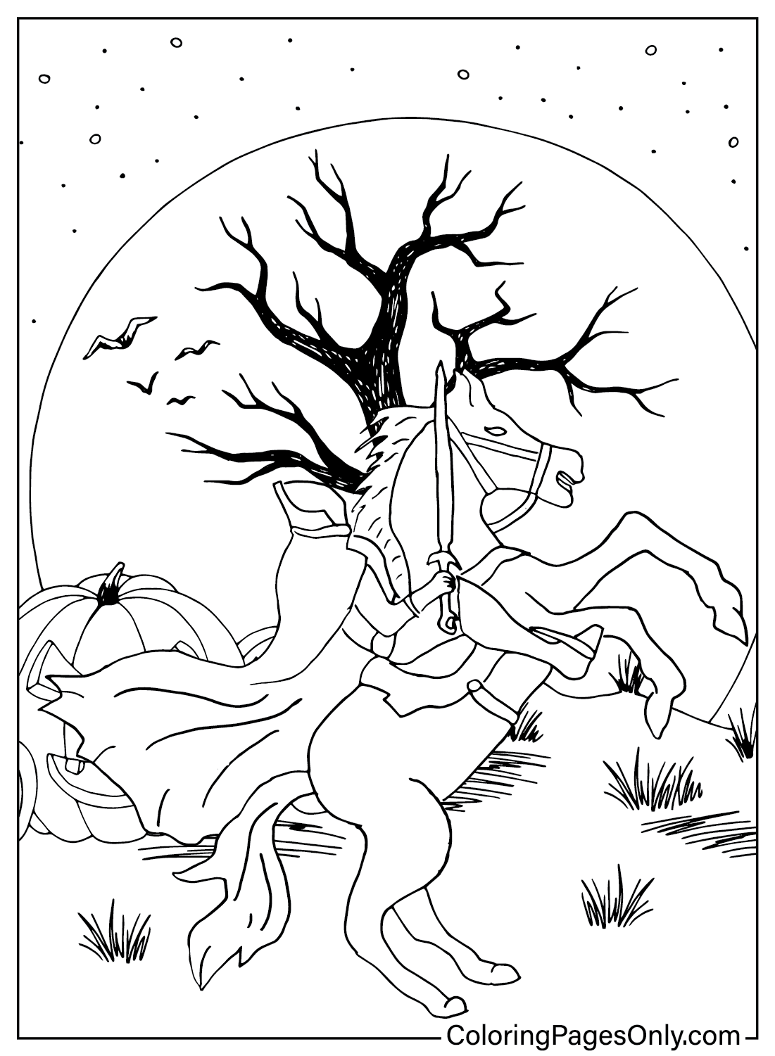 Headless Horseman Coloring Pages to Printable from Headless Horseman
