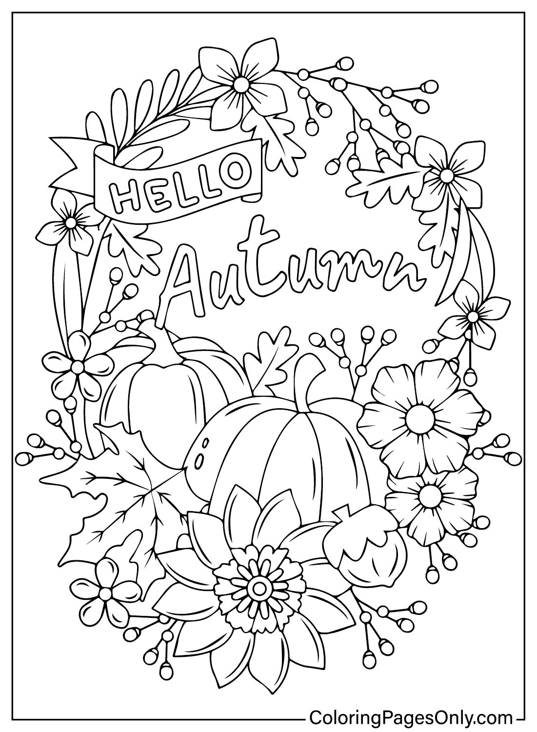 Hello Autumn November Coloring Page
