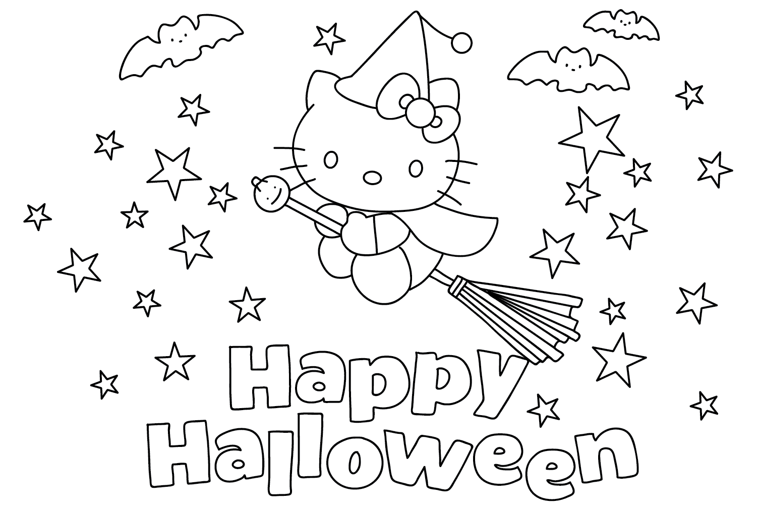 Hello Kitty Coloring Pages Halloween from Halloween Hello Kitty