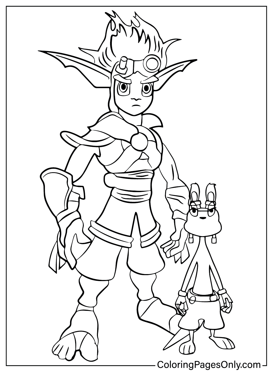 Jak and Daxter Coloring Sheet from Jak and Daxter