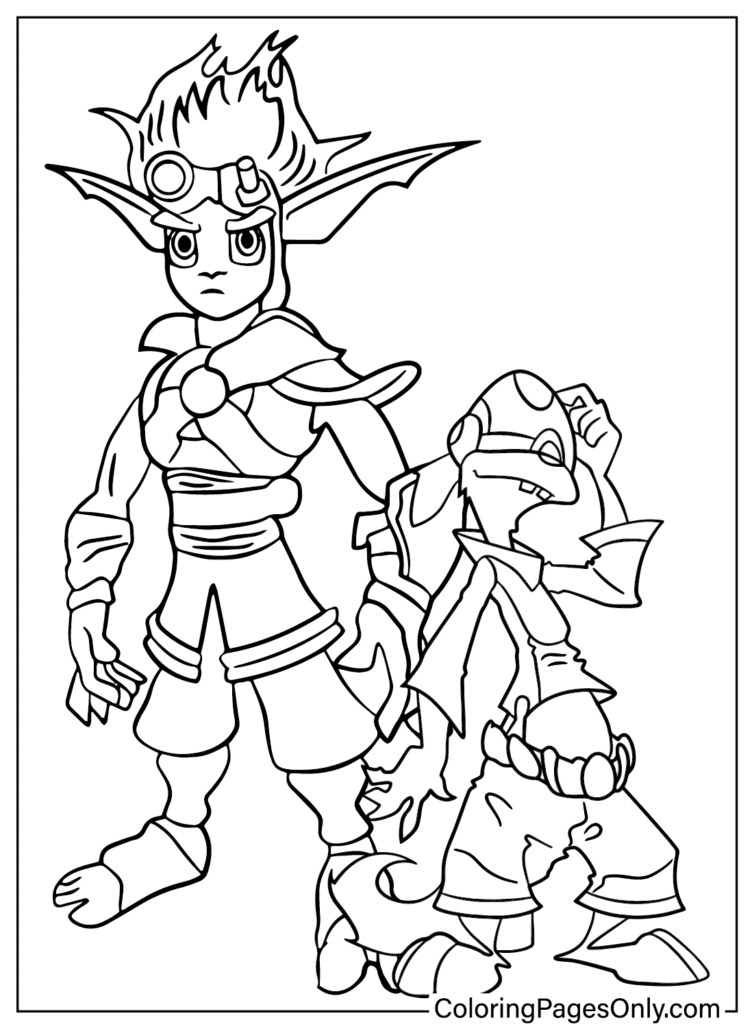 Jak and Precursors Coloring Page from Jak and Daxter