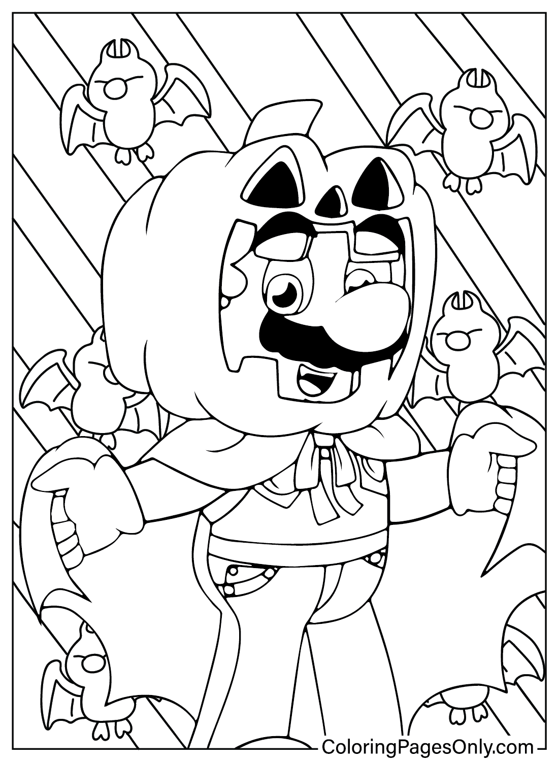 Mario Halloween Coloring Page PNG - Free Printable Coloring Pages