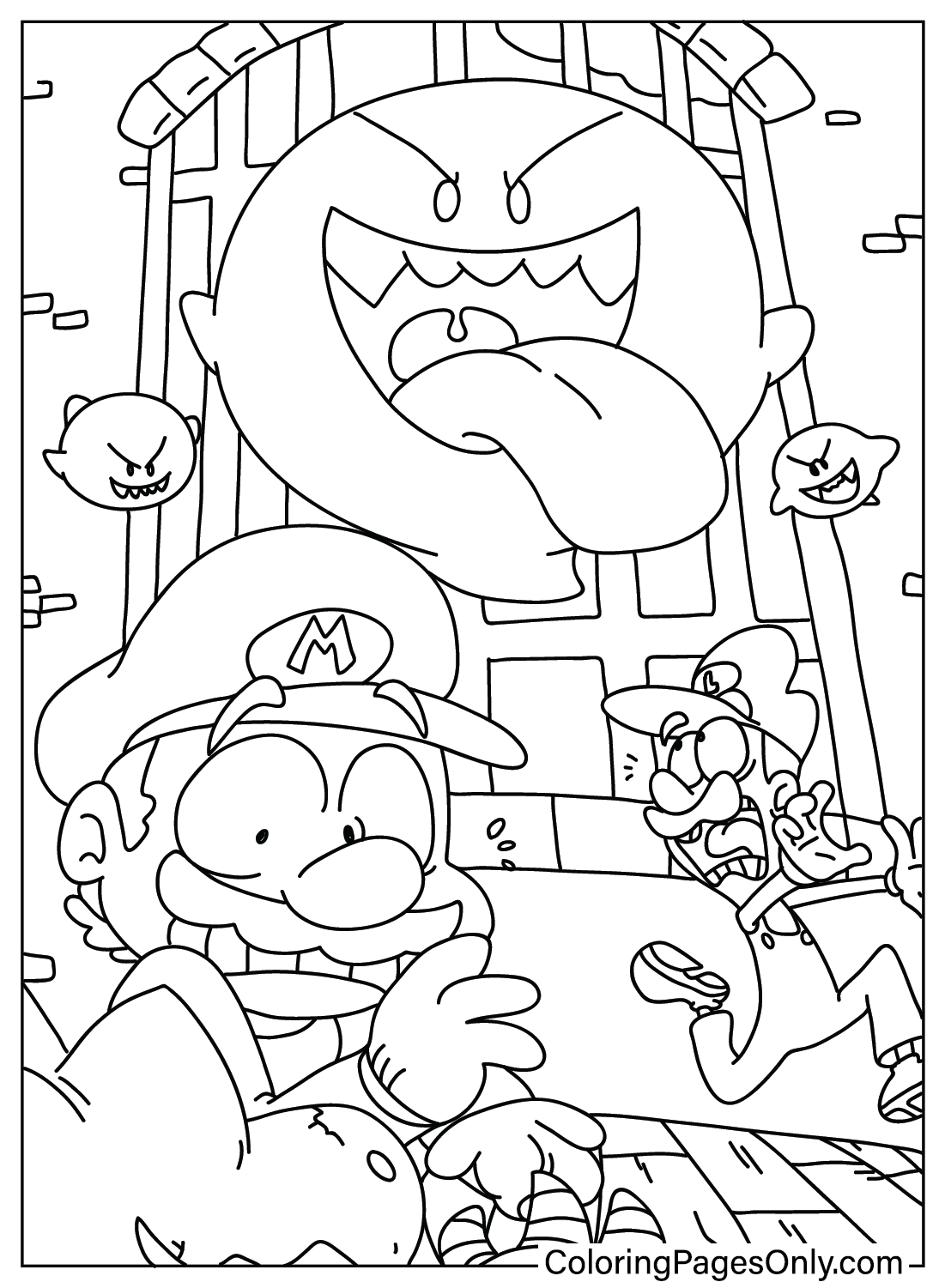 Página para colorear de Mario Halloween para imprimir de Mario Halloween