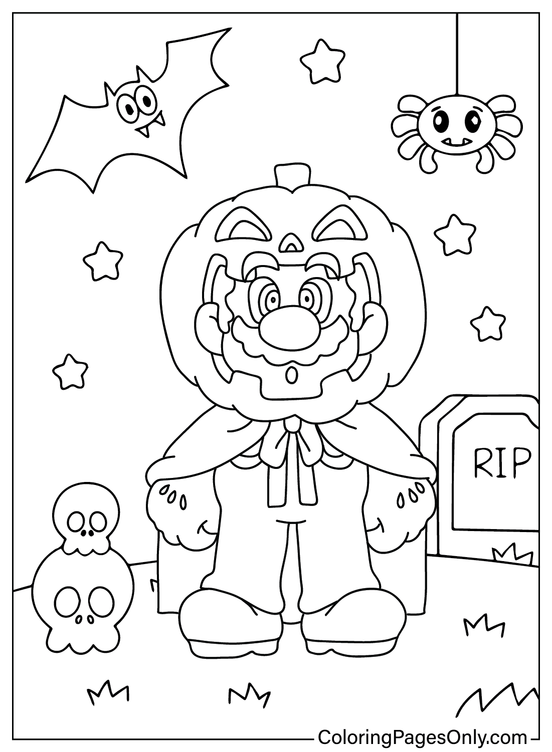 Páginas para colorir de Mario Halloween para baixar de Mario Halloween