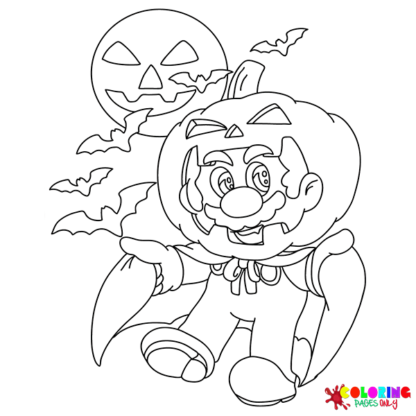 Mario Halloween Coloring Pages