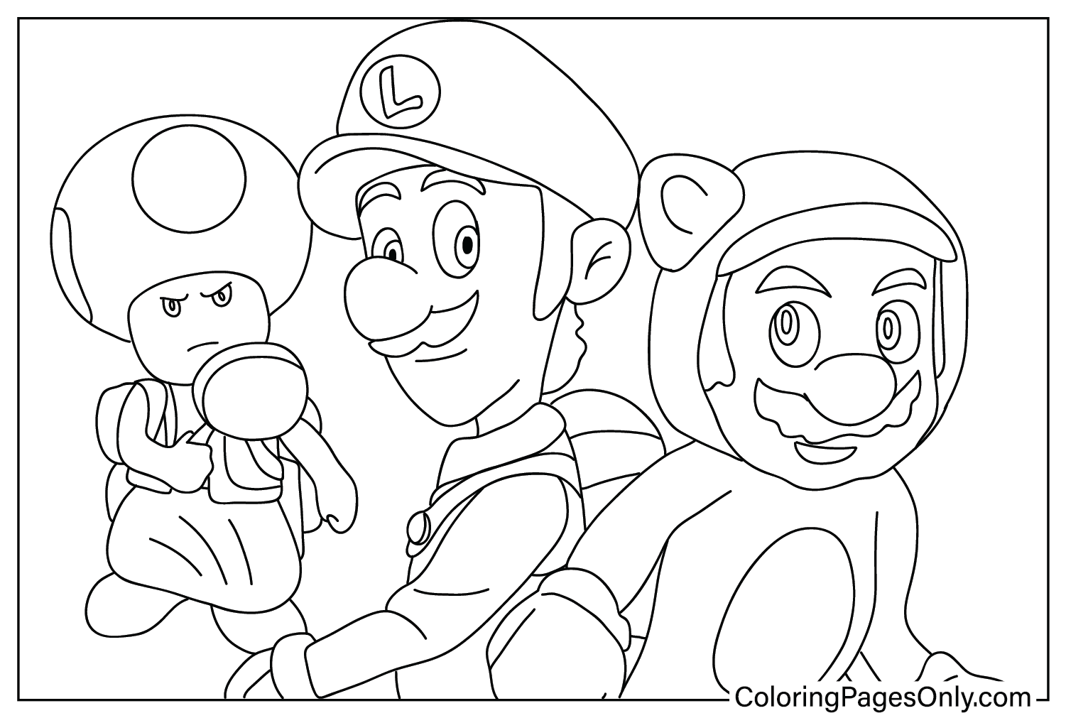 Раскраска Марио, Луиджи и Жаба из фильма Super Mario Bros.