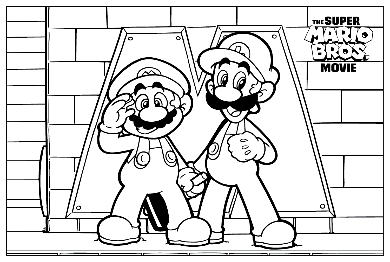 Цветная страница Марио и Луиджи из фильма Super Mario Bros.