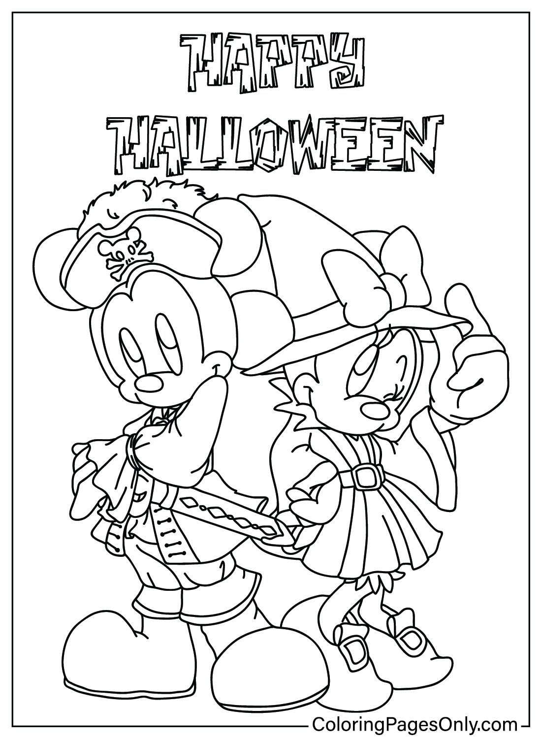 Mickey Halloween Coloring Page Free from Mickey Halloween