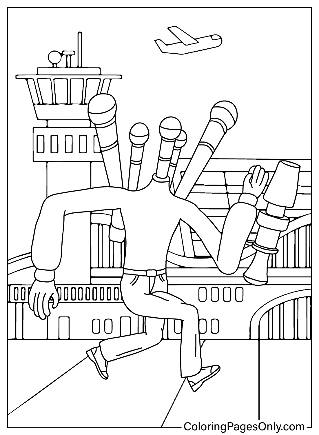 Página para colorir do microfone Mecha Boss grátis do microfone Mecha Boss