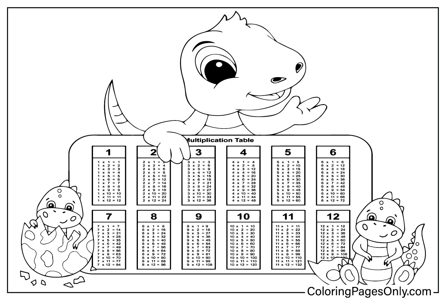 Multiplication Chart Picture to Color from Multiplication Chart