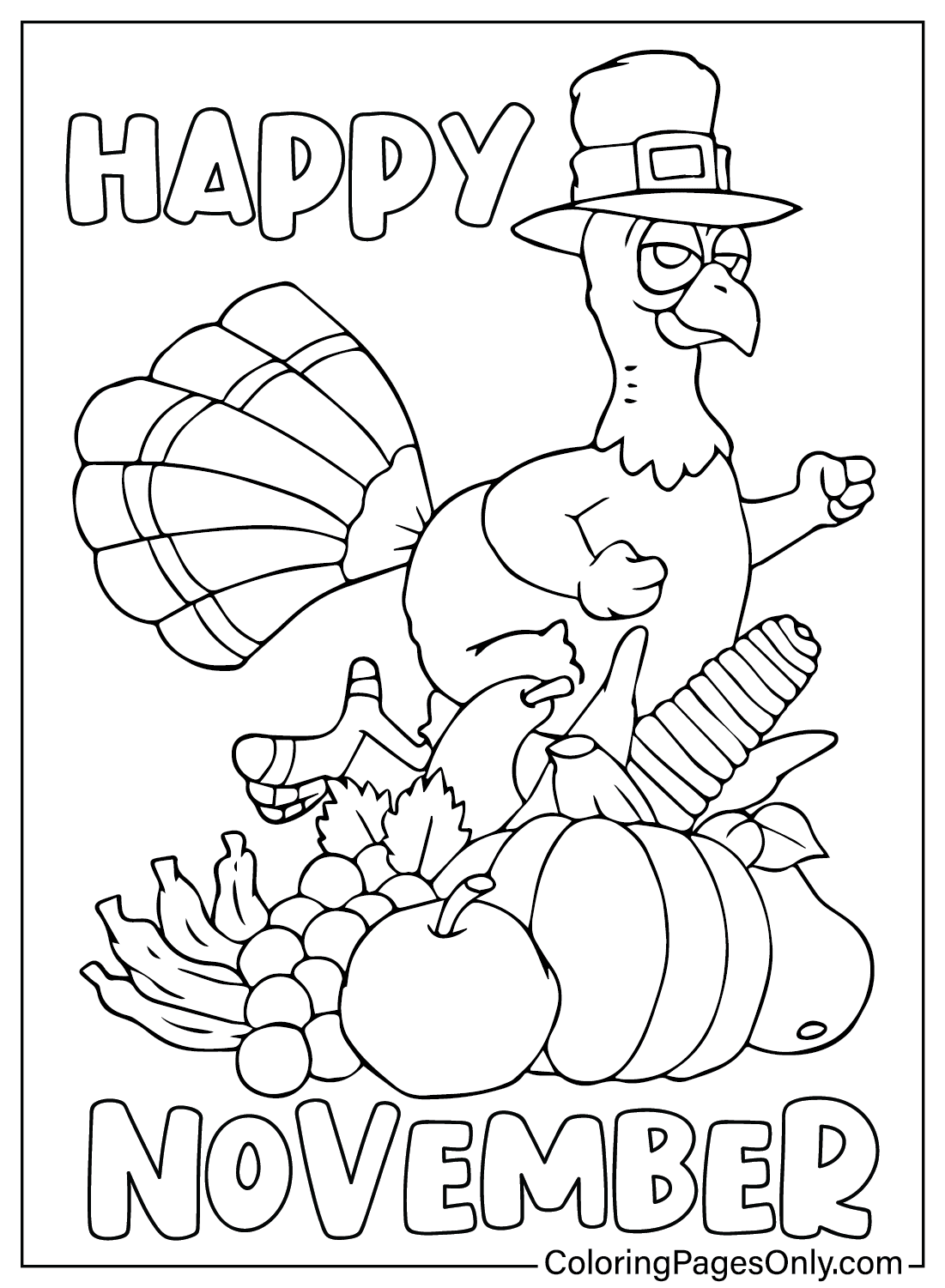 November Coloring Page Turkey