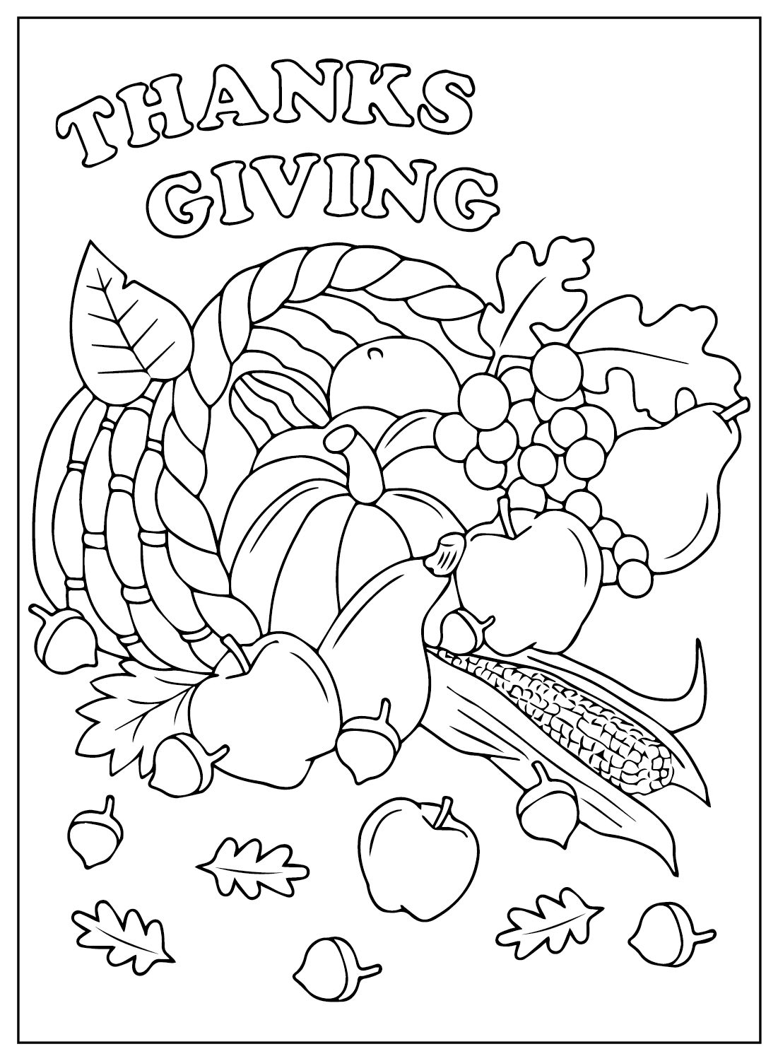 Pagina da colorare del Ringraziamento di novembre
