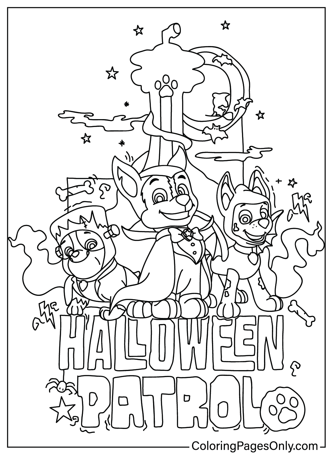 Paw Patrol Halloween Color Page Free Printable Coloring Pages