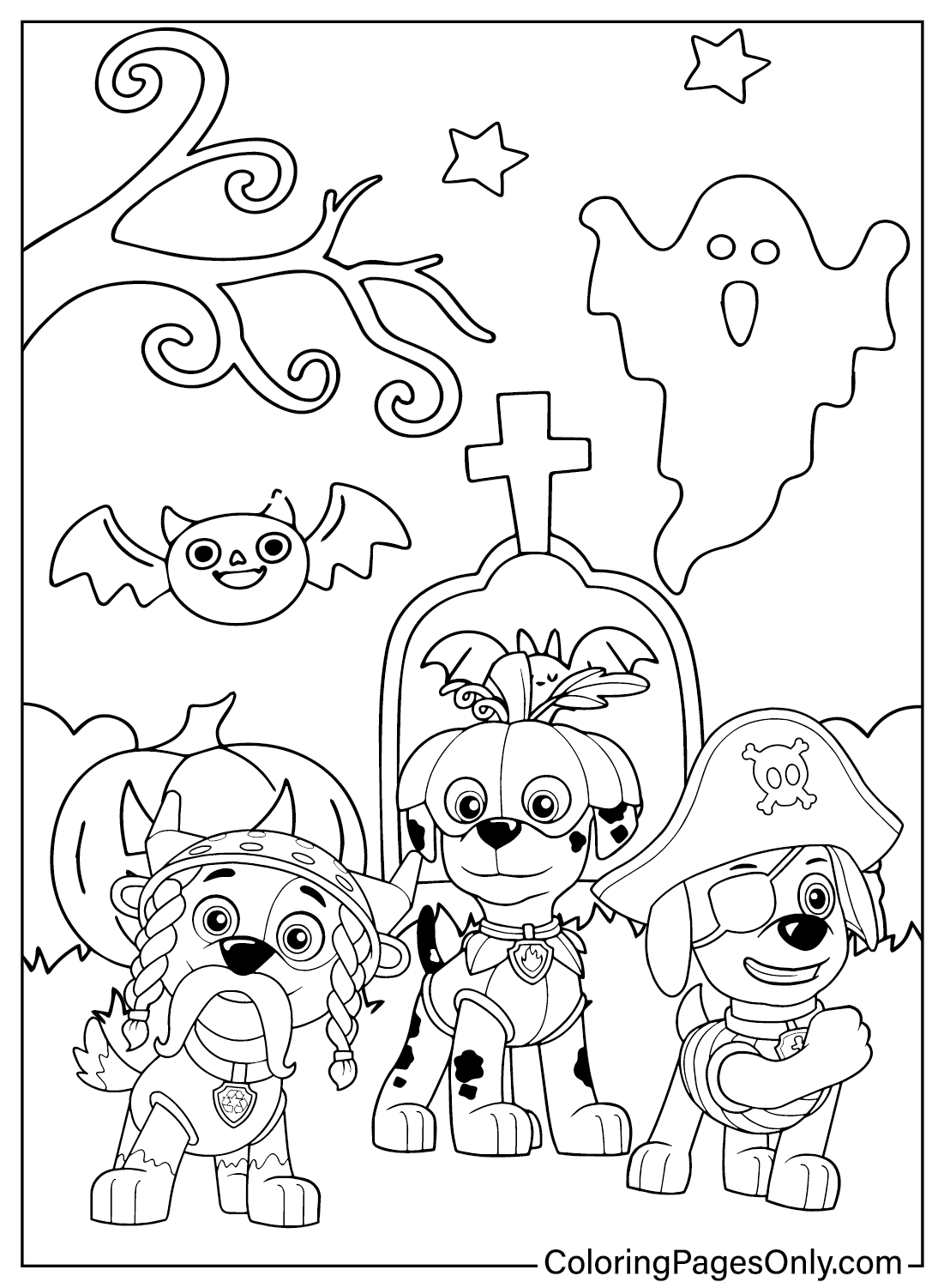 Paw Patrol Halloween 2 Coloring Pages - Chase Paw Patrol Coloring Pages ...