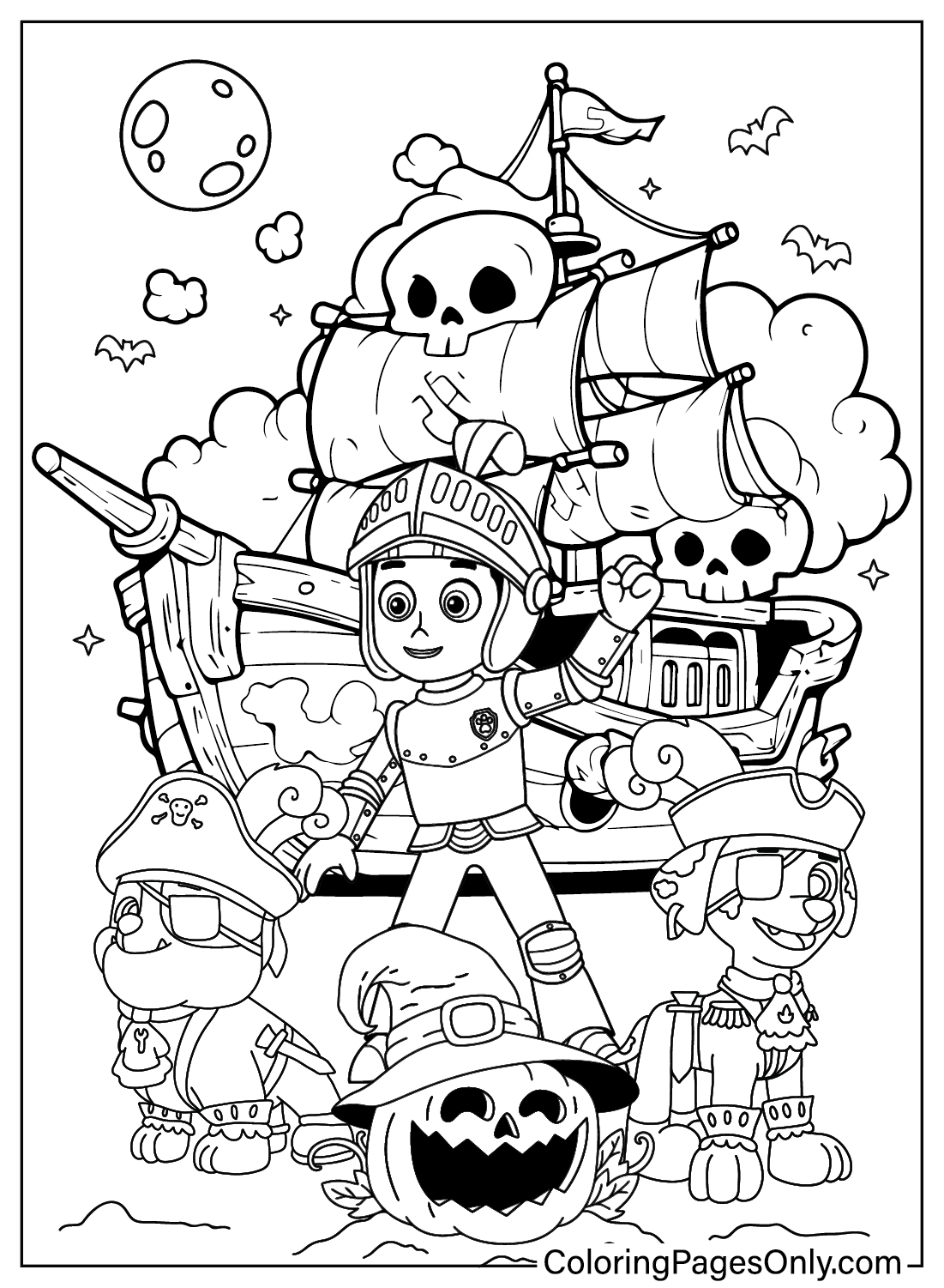 Paw Patrol Halloween Coloring Page PNG from Paw Patrol Halloween